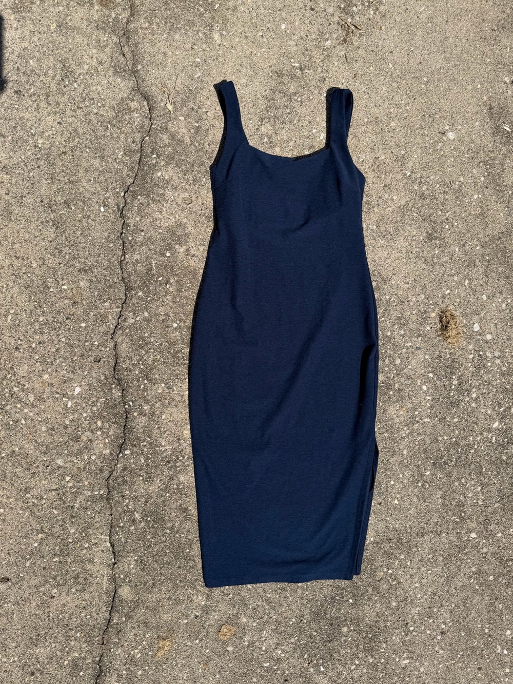 Beyond Yoga Navy Square-Neck Midi Bodycon Dress